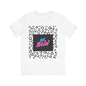 Be Bold Leopard Graphic Tee — Retro Pink & Blue Statement T‑Shirt