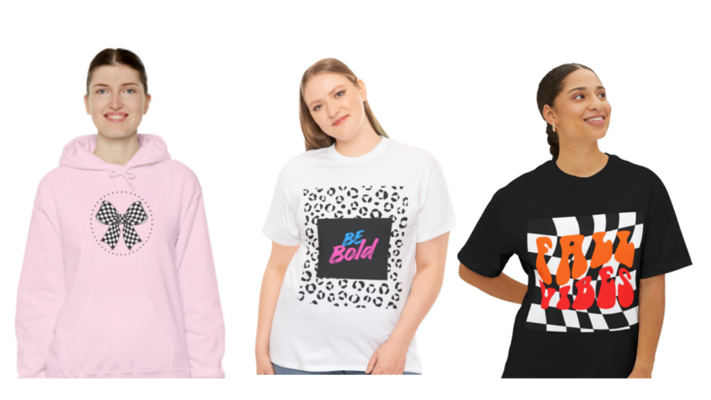 3 models wearing my graphic tees